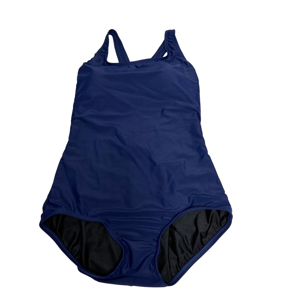 Dolfin AquaShape Navy Blue One Piece Swimsuit Women Size 12 Aquatic Fitness NEW